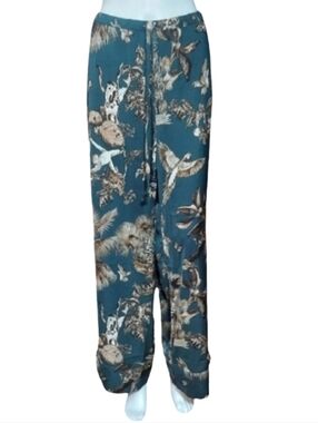 Banana Republic Satin Jungle Print Pajama Pants In Green